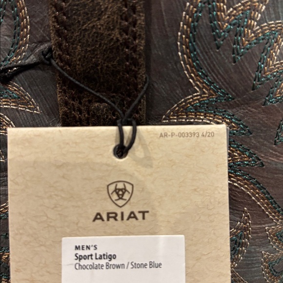 Ariat Sport Latigo Chocolate Brown/stone Blue,wide square toe,4LR,duratread sole - Picture 15 of 15